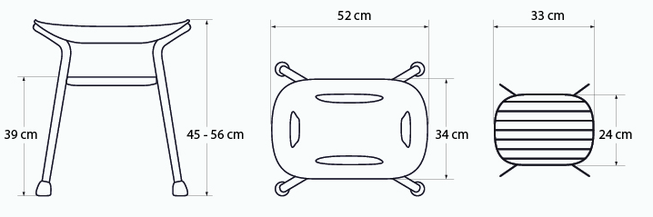 Dimensions du tabouret de douche Let's Sing Trust TooPharma