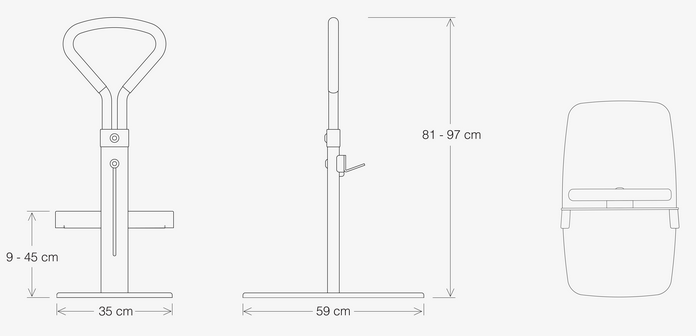 D&eacute;tails de dimensions de la poign&eacute;e