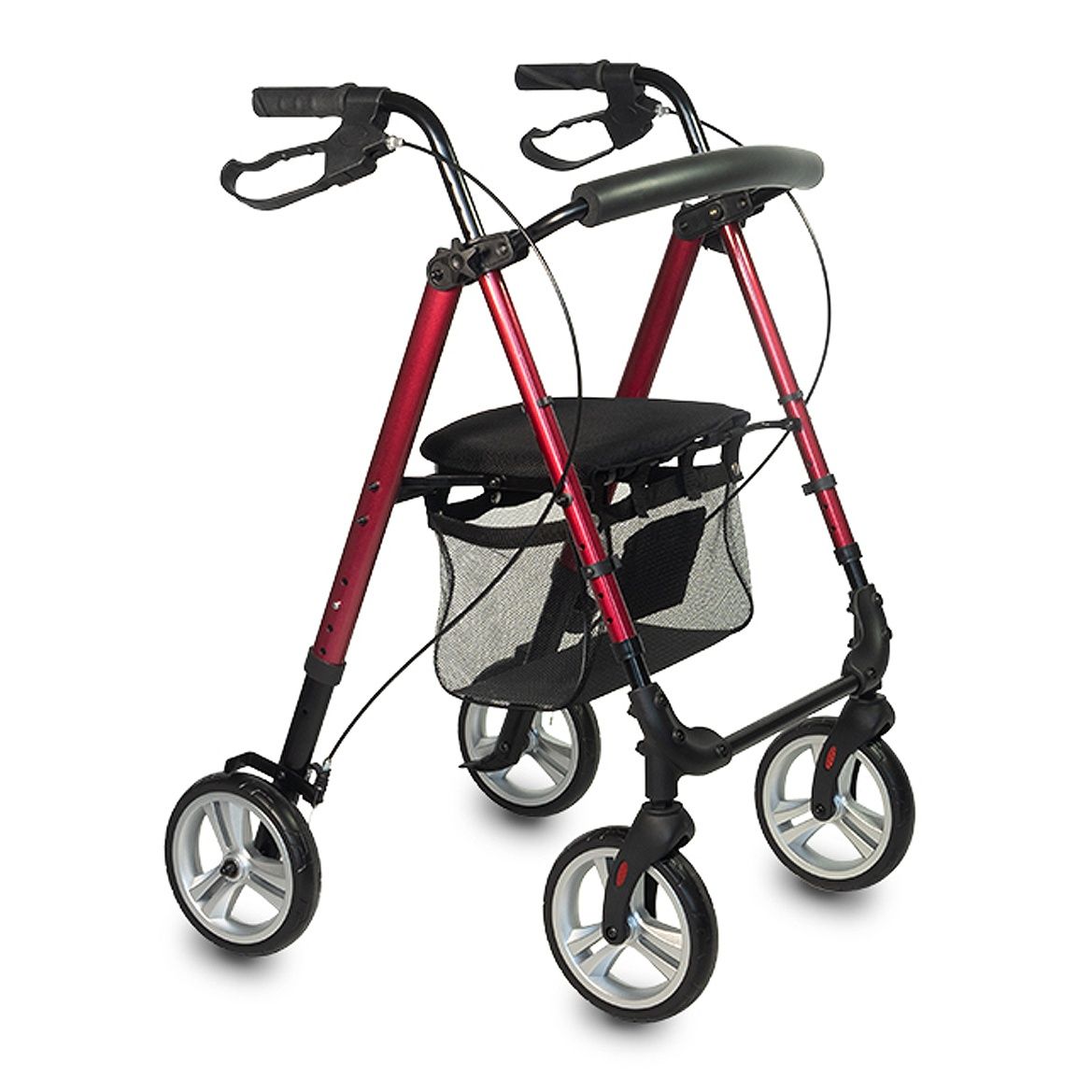 COSTWAY Déambulateur Pliant à 4 Roues&Freins Charge 136KG, Rollator Médical Léger Hauteur Réglable avec Poignée Plateau Panier de Rangement, pour Personnes Agées, Noir