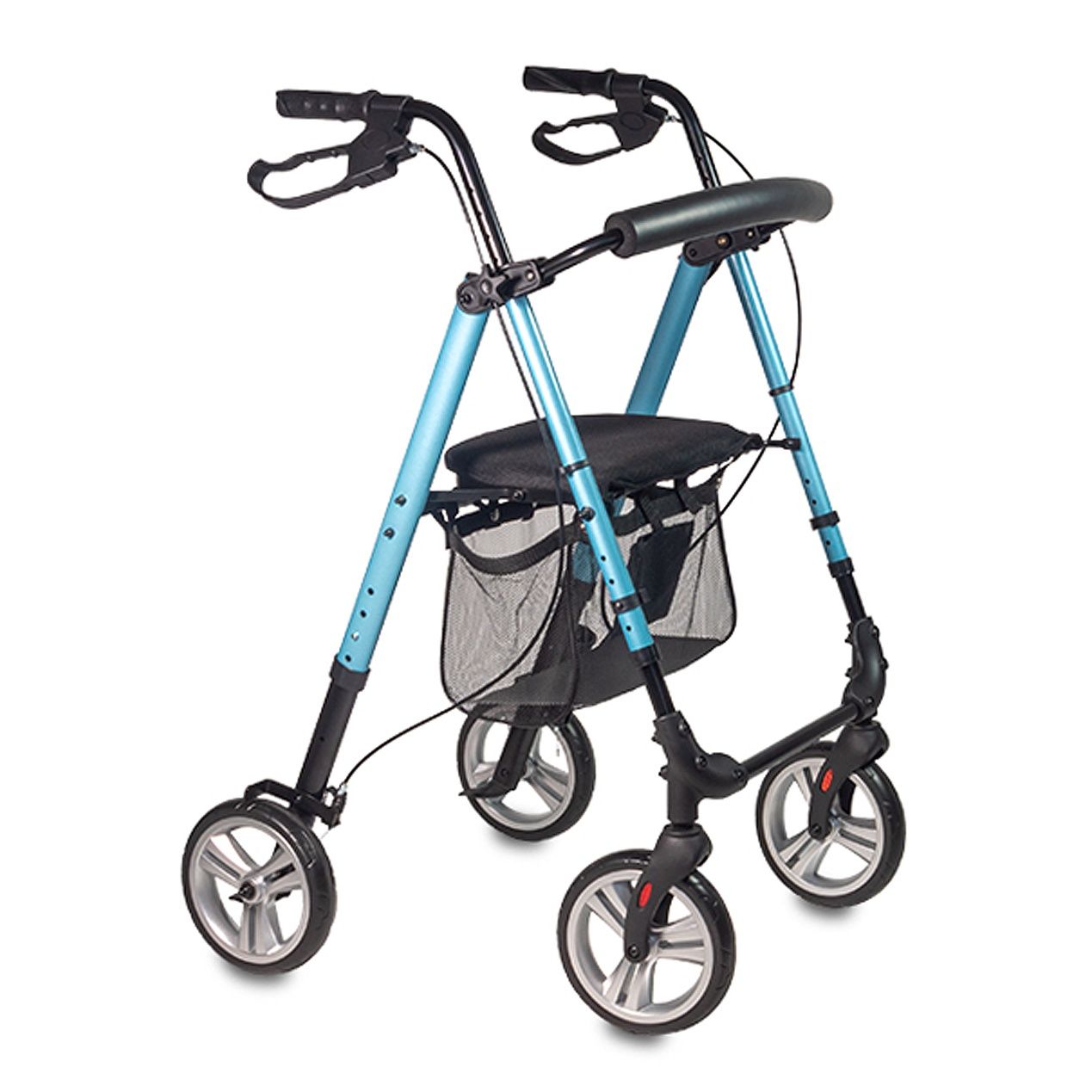 Déambulateur Pliant 4 Roues 20 Cm – Rollator Médical Alu, Charge Max 136 Kg