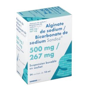 Alginate de Sodium Bicarbonate de Sodium 500 Mg / 267 Mg - Suspension buvable 10 ml - 24 sachets