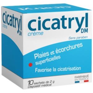 Cicatryl DM Crème Plaies et Écorchures - 10 Sachets de 2g