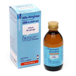 Sirop Alfa Amylase 200 U.CEIP/ml - Maux de gorge - 200ml