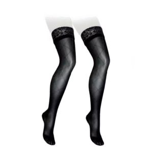 Bas de compression autofixants - Femme - Classe 2 - Grands losanges - Noir - Normal