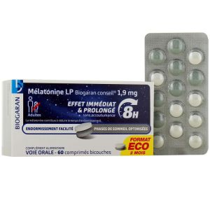 Mélatonine LP - Effet immédiat et prolongé 8h - 60 comprimés