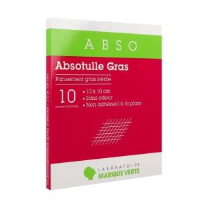 ABSO Absotulle Gras - Pansement gras stérile - 10x10CM - Boîte de 10