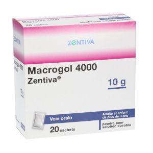Macrogol 4000 Zentiva 10g - Constipation - Poudre pour solution buvable - 20 sachets