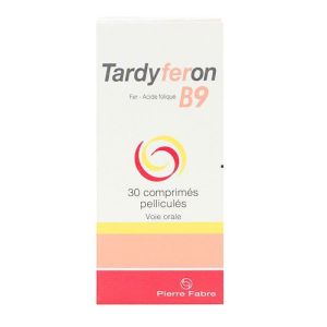 Tardyferon B9 - Anémie Manque de fer et d'acide folique Femme enceinte - 30 comprimés pelliculés