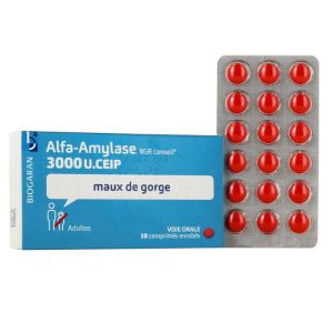 Alfa-Amylase 3 000 U - Maux de gorge - Adulte - 18 comprimés