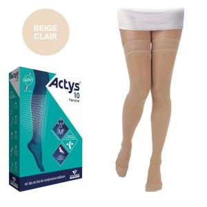 Bas autofixant Actys 10 Classe 1 - Court - Beige clair