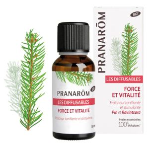 Huile essentielle Bio Diffusable Force et Vitalité - Pin et Ravintsara - 30ml