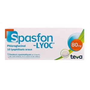 Spasfon Lyoc - Douleurs spasmodiques Intestin Voies biliaires Vessie Utérus - 10 comprimés