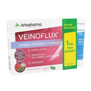 Veinoflux Jambes Légères - 30 Gélules + 1 Gel froid 15ml OFFERT