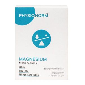 Physionorm Magnésium Bisglycinate - Anti-Fatigue Maintien de l'organisme - 60 comprimés + 30 gélules