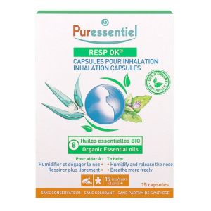 Capsules pour inhalation humide Resp OK - 8 huiles essentielles Bio - 15 Capsules