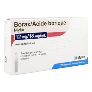 Borax/Acide Borique 12mg/18mg/ml - irritations conjonctivales - 20 unidoses 5ml