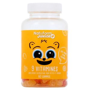 Nat&form junior + 9 vitamines - 60 gommes en forme d'ourson