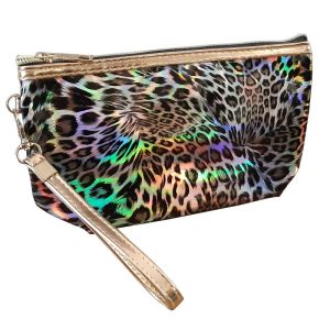 Pochette zippée pour rangement accessoires maquillage - Motif léopard
