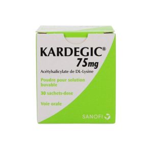 Kardegic 75mg - Aspirine - Prévention cardio vasculaire - Adulte - 30 sachets-dose