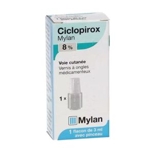 Ciclopirox Mylan 8% Mylan - Vernis à ongles médicamenteux - 3ml