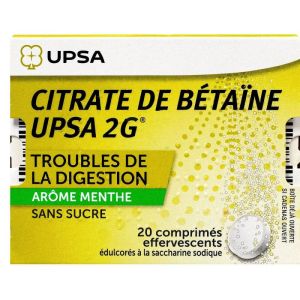 Citrate de Bétaine 2g arôme Menthe - Troubles digestion - 20 comprimés effervescents
