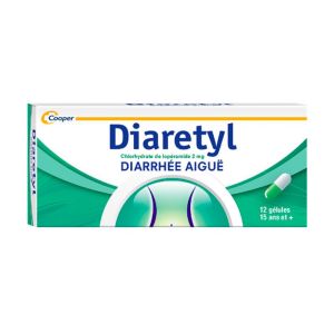 Diaretyl Chlorydrate de lopéramide 2mg - Diarrhée aigue - Adulte - 12 gélules