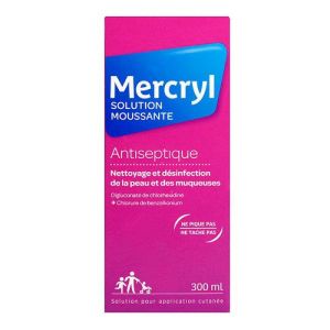 Mercryl - Antiseptique - Nettoyage et Désinfection Peau Muqueuses - Solution moussante 300ml