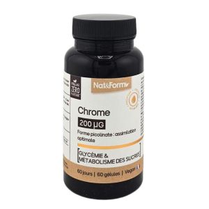 Chrome 200 µg - Glycémie Métabolisme des sucres - 60 gélules végétales