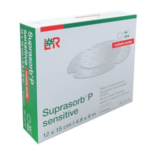 Pansements hydrocellulaires siliconés Suprasorb P Sensitive Multisite Border - 12x15CM - Bte 10