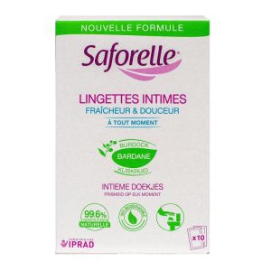 Lingettes biodégradables Hygiène Intime - 10 Lingettes Individuelles