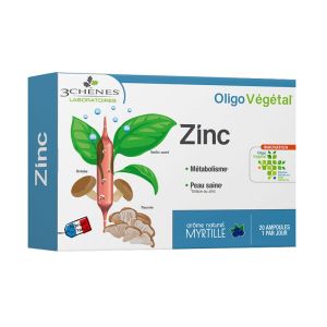 OligoVégétal Zinc Arôme Myrtille - Métabolisme - Peau saine - 20 ampoules 10ml