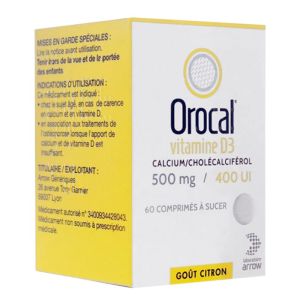 Vitamine D3 Calcium/Cholécalciférol - 500mg/400ui - 60 comprimés