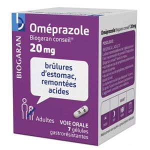 Oméprazole 20mg - Brûlures estomac Remontées acides - 7 gélules