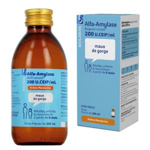 Sirop Alfa-Amylase 200 U.CEIP/ml - Maux de gorge - 200 ml