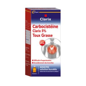 Clarix Carbocistéine 5% - Sirop Toux Grasse - Adultes - 250 ml