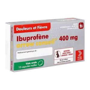 Ibuprofene 400 mg - Douleurs et Fièvre - 10 capsules molles