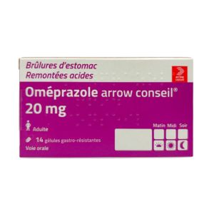 Oméprazole 20MG - Brûlures estomac Remontées acides - 14 gélules