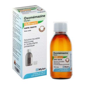 Sirop Oxomémazine Mylan 0,33mg/ml - Sans sucre - Toux sèche - 150ml