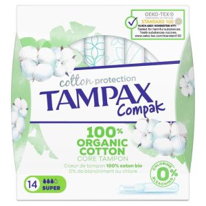 Tampax Compak Cotton Protection - Super - Paquet de 14 tampons