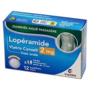 Lopéramide 2 mg - Diarrhée aigue passagère - 12 lyophilisats oraux