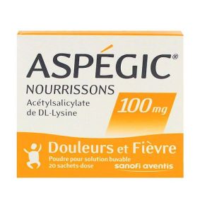 Aspegic Nourrissons 100mg - Douleurs et Fièvre - 20 sachets
