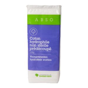ABSO Coton hydrophile - Non stérile Prédécoupé - Sachet de 100g