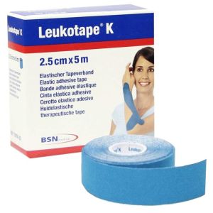 Bande de contention adhésive Leukotape K - Bleu - Drainage lymphatique et Soulage douleur