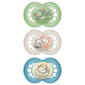 2 Sucettes Original Nature + 1 Sucette Original Nuit - Silicone - Dessin animaux - 18 mois et plus