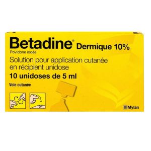 Betadine 10% - Solution cutanée - 10 unidoses de 5ml