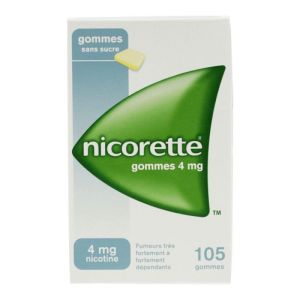 Nicorette 4mg - Original sans sucre - Arrêt consommation tabac - 105 gommes à mâcher