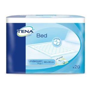 Protection contre l'incontinence moyenne à forte pour lits et chaises Tena Bed Plus Wings - Paquet de 20