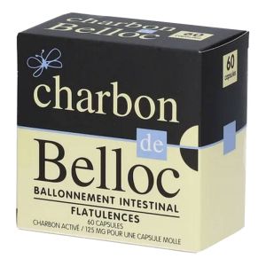 Charbon De Belloc 125Mg - Ballonnement intestinal Flatulences - 60 capsules