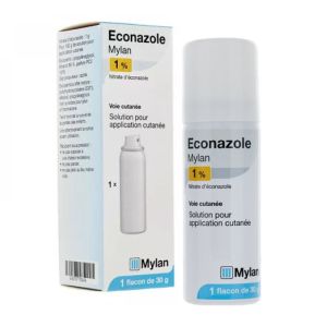 Econazole 1% - Solution cutanée - Maladies peau, Ongles et Muqueuses - Flacon 30g