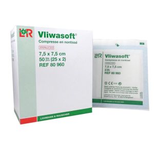 Compresses Vliwasoft - Non Tissées - 7,5x7,5cm - Boîte de 50